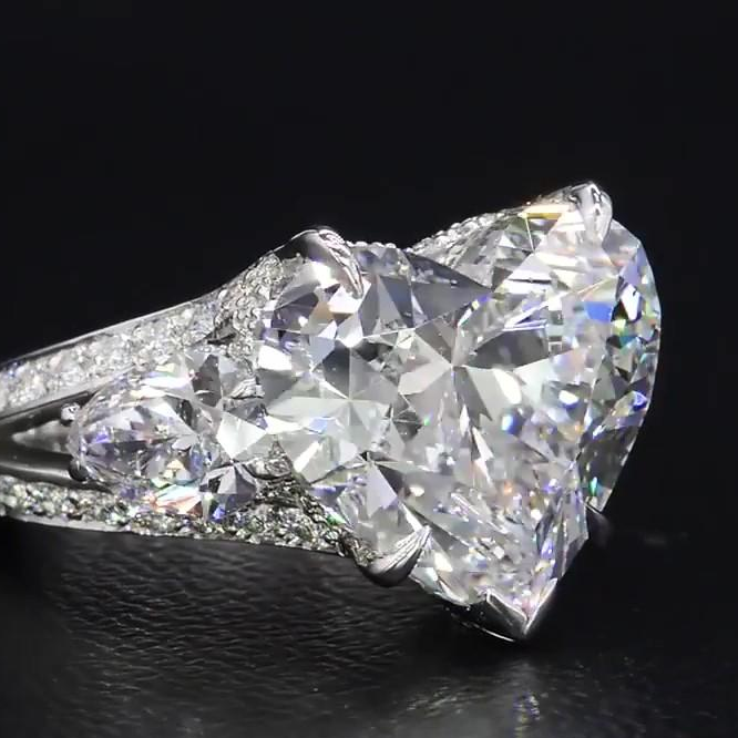 10ct Three-stone Love Heart White Sapphire Engagement Ring