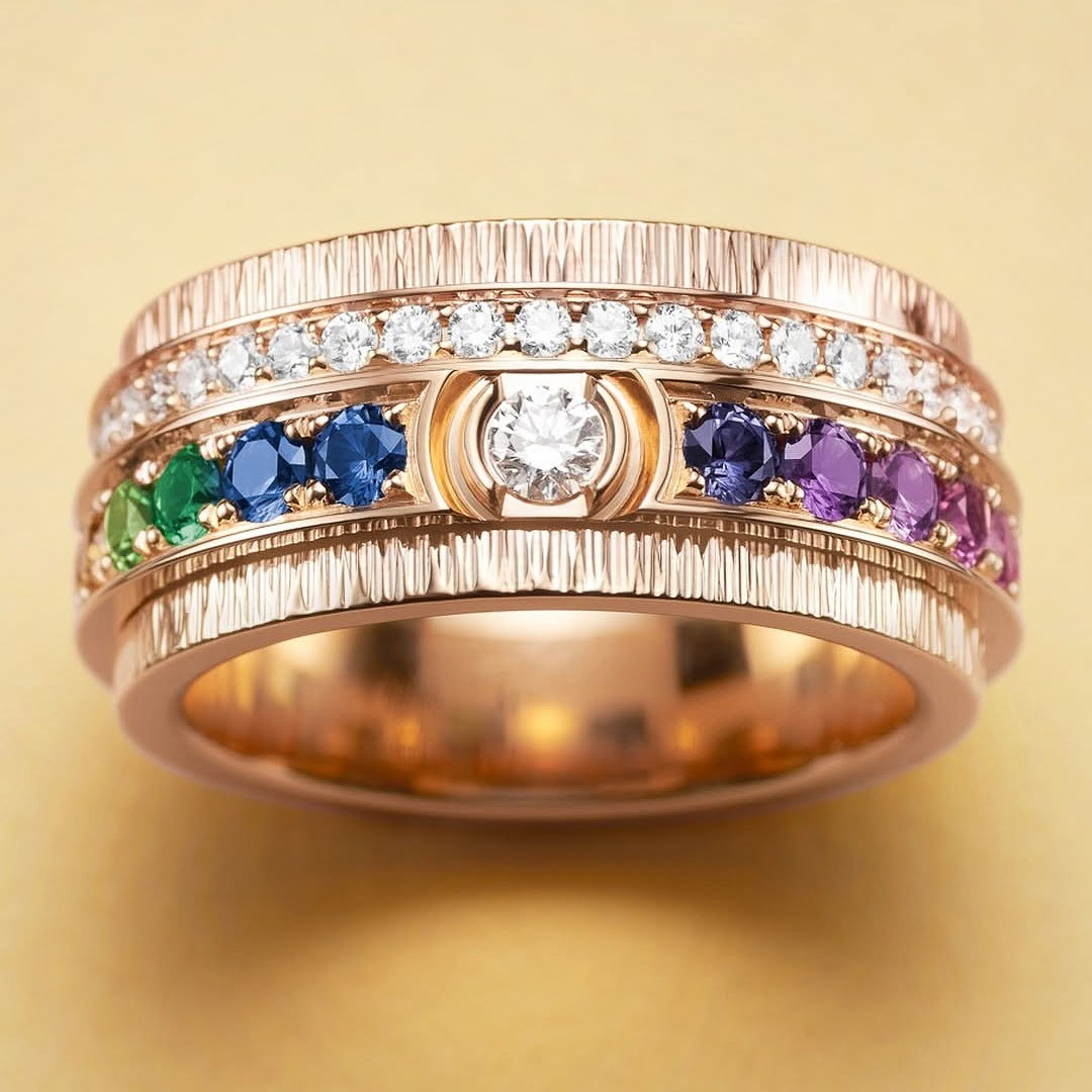 Channel Setting 1.68ct Rainbow Sapphire Wedding Band