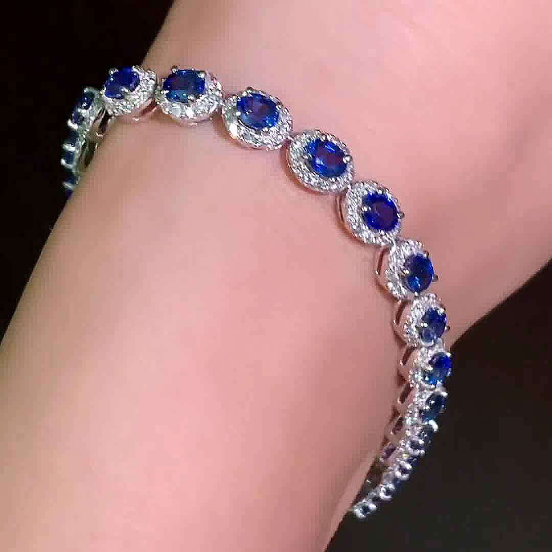 Oval Cut Blue Sapphire Bracelet