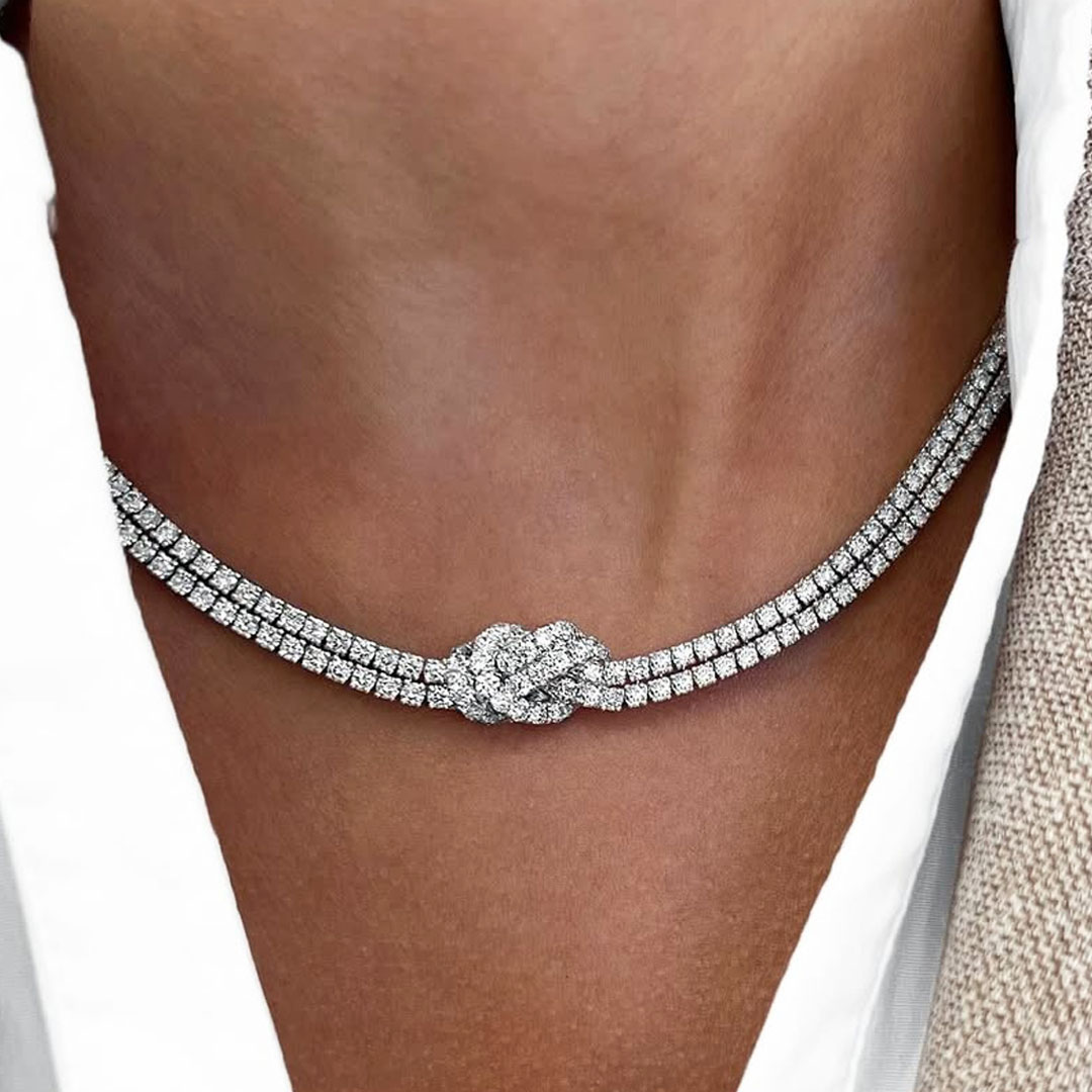 Round Cut Diamond Tight Knot Necklace