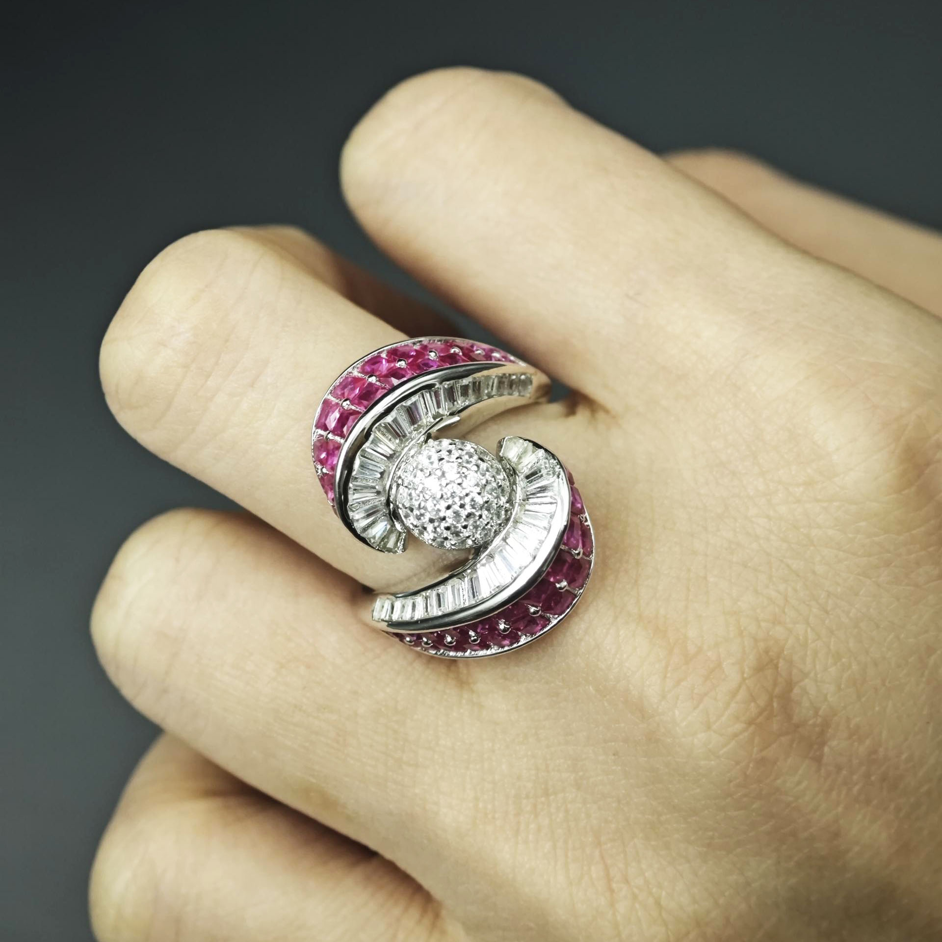 2.7ct Invisible Setting Ruby and Diamond Swirling Ring
