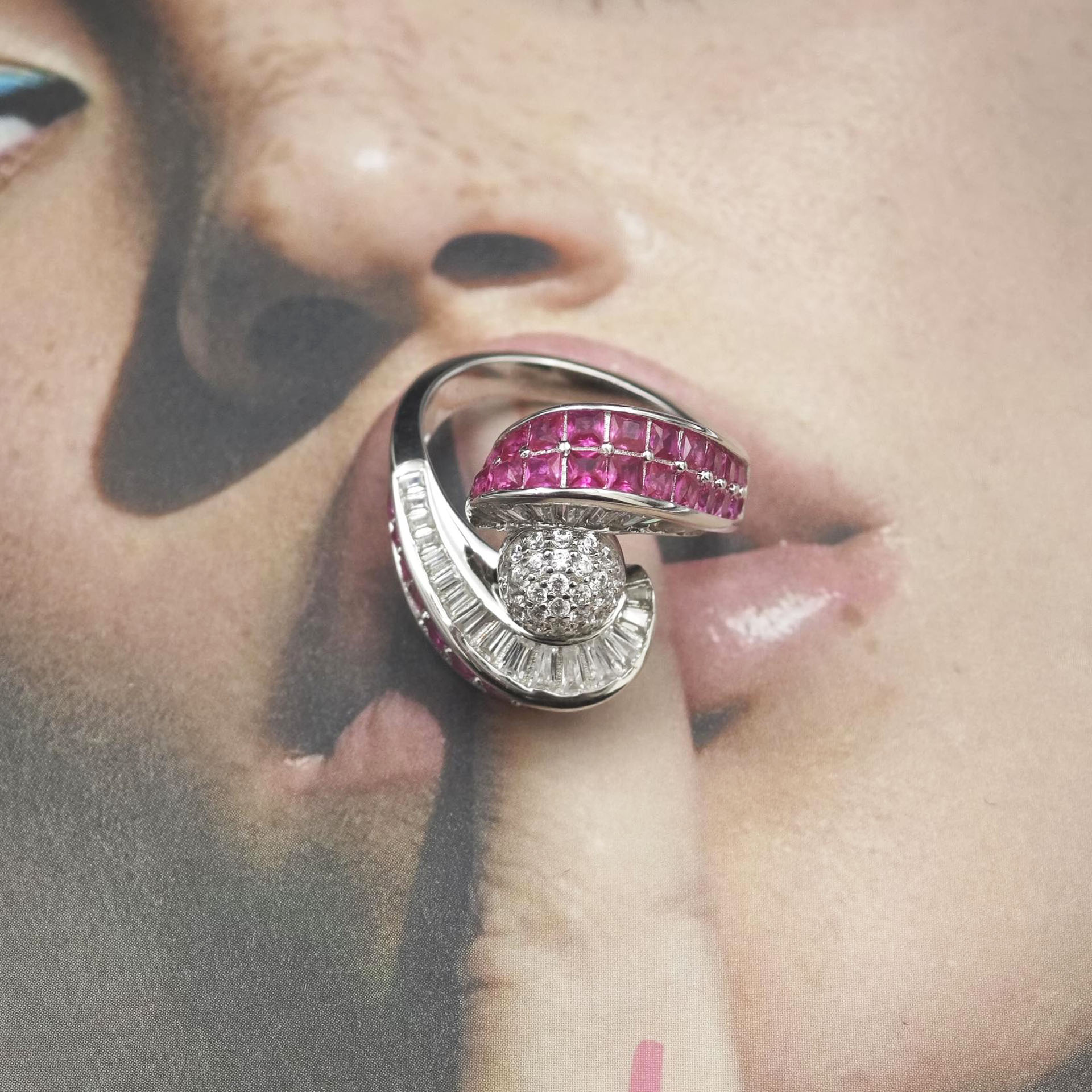 2.7ct Invisible Setting Ruby and Diamond Swirling Ring