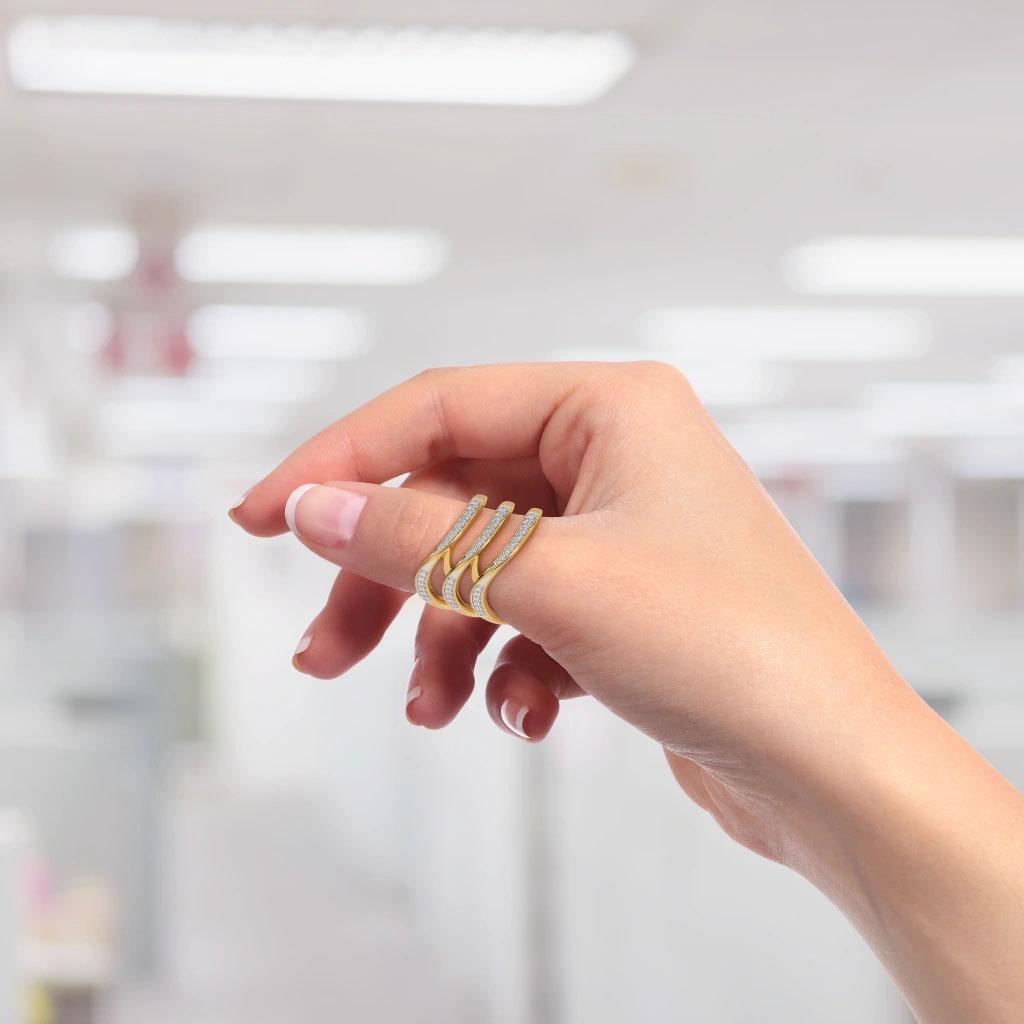 1.8ct Ripple Design Art Deco Diamond Ring