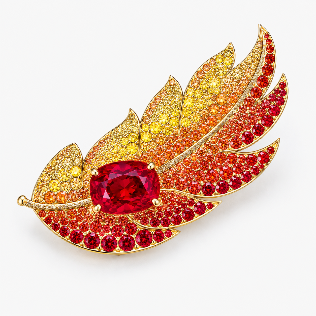 Original Design - 5ct Cushion Cut Ruby Sapphire Brooch