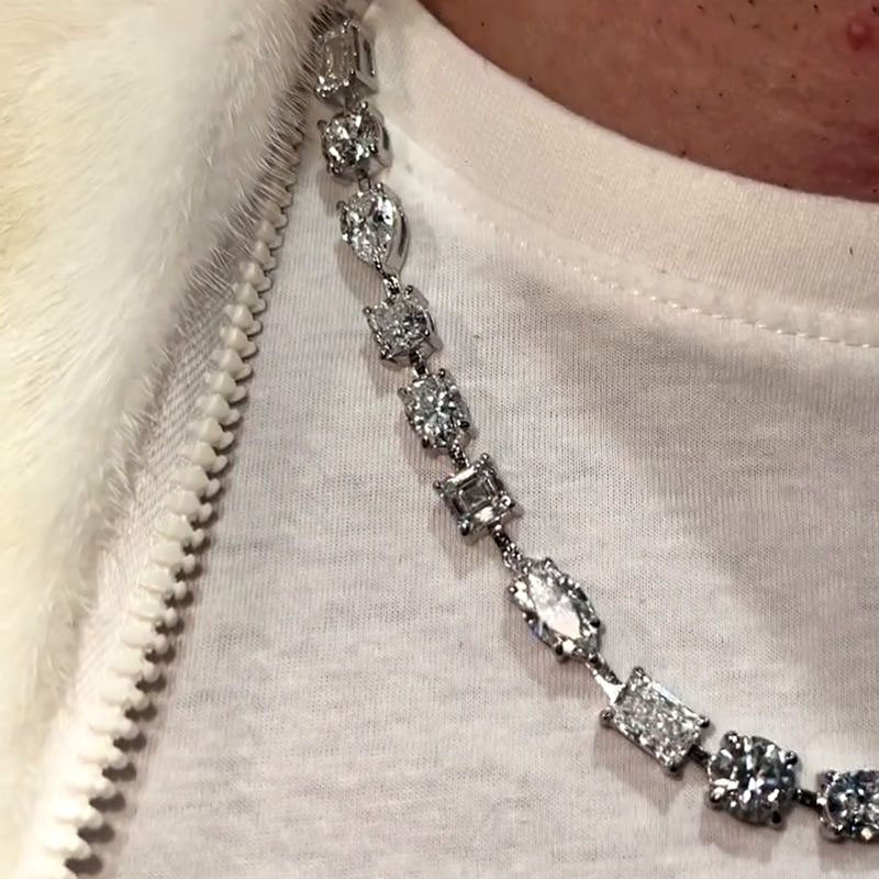 Multi-Cut White Sapphire Men's Necklace