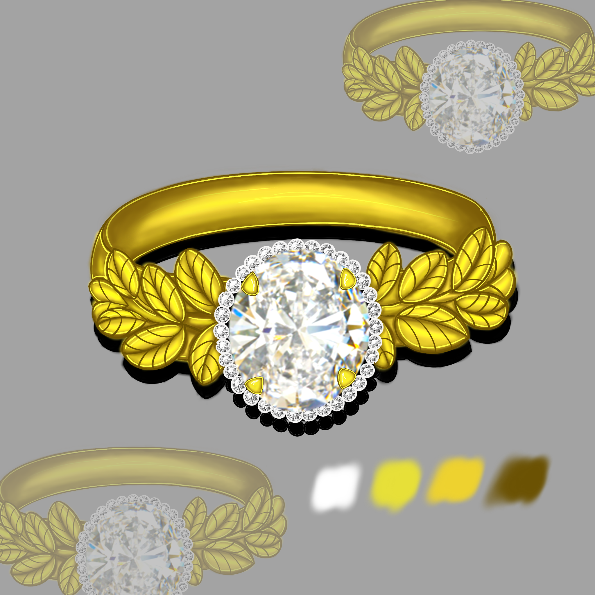 Original Design - 3ct Oval Cut White Diamond Sapphire Engagement Ring