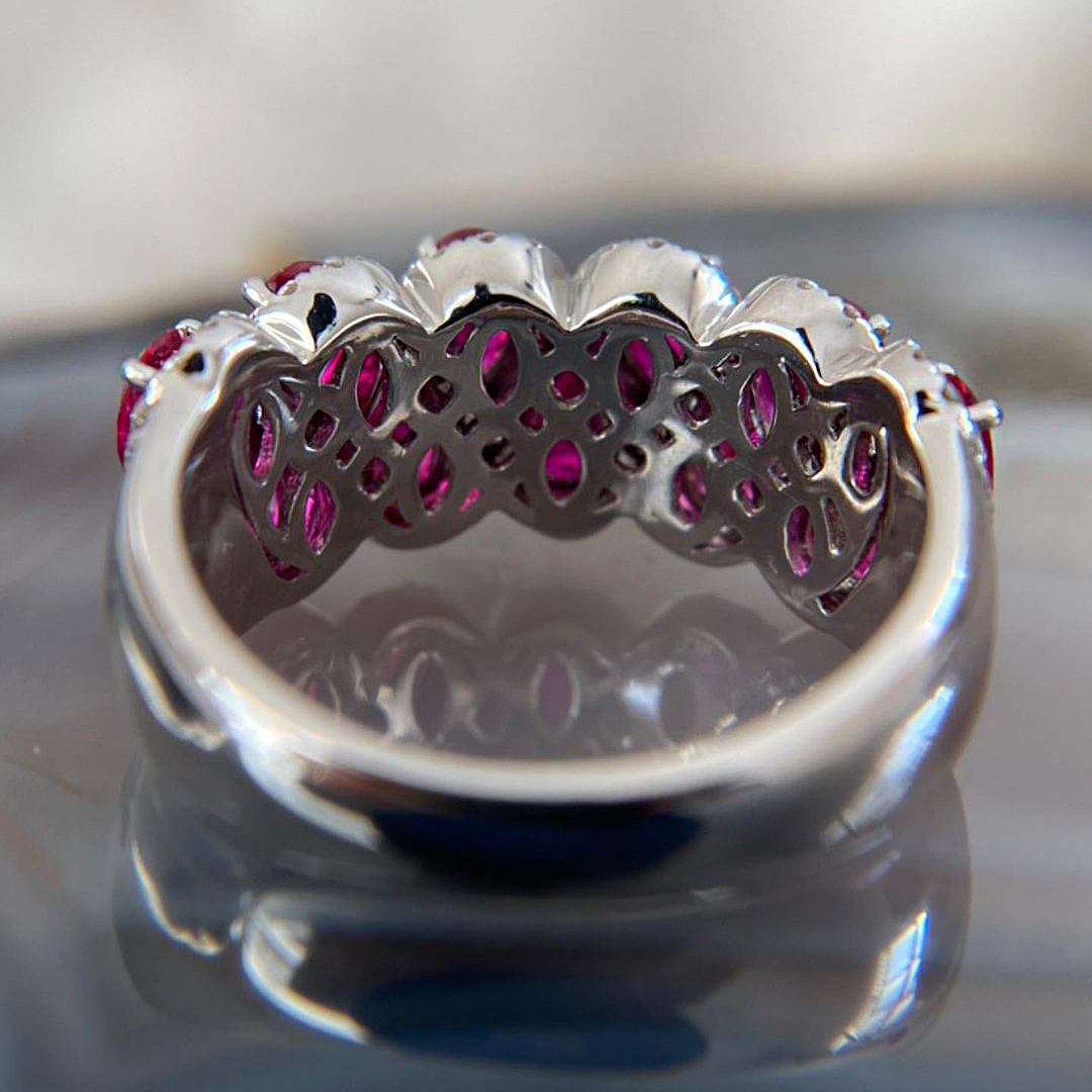 6ct Pear Cut Ruby Sapphire Eternity Ring