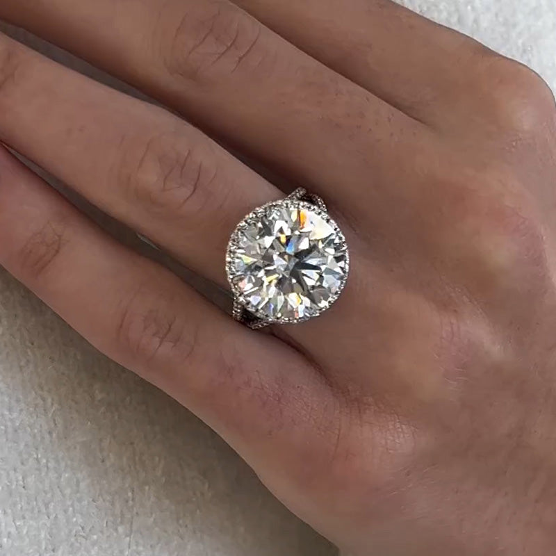 10ct Round Cut Split Shank Engagement Ring