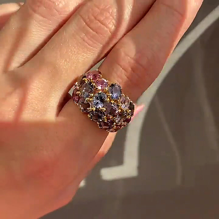 7.25ct Oval Cut Rainbow Sapphire Eternity Ring