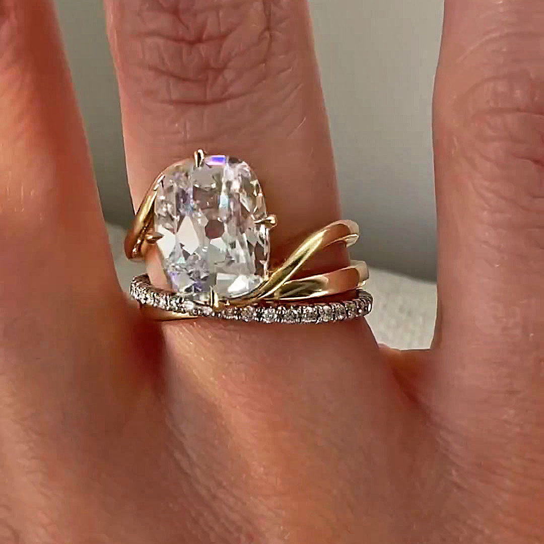 5ct Cushion Cut White Sapphire Wedding Set