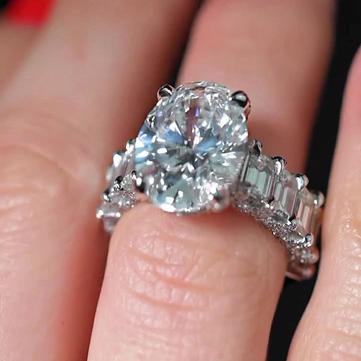 3.5ct Oval Cut White Sapphire Wedding Set