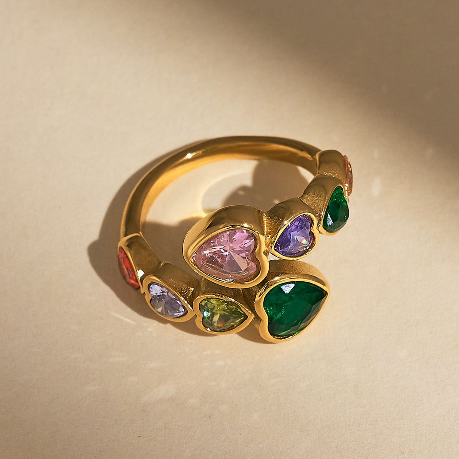 2.5ct Bezel Setting Heart Cut Multi-color Wedding Band