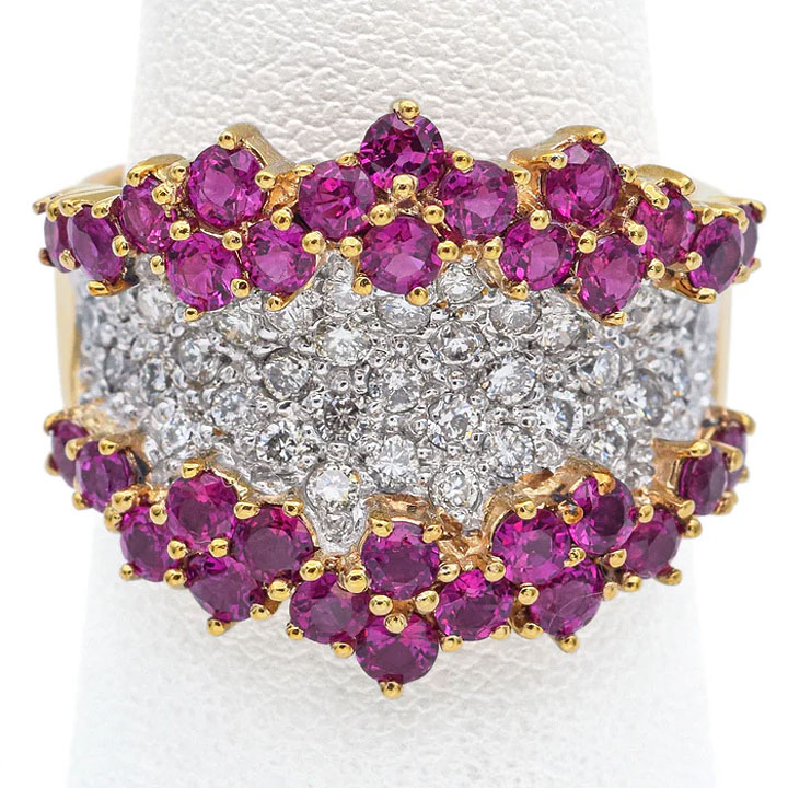 6.85ct Round Cut Ruby&White Sapphire Eternity Ring