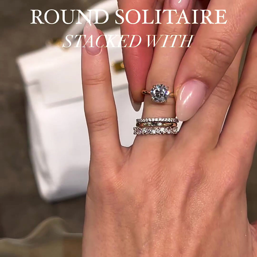 1.5ct Round Cut White Sapphire Wedding Set / 4pcs