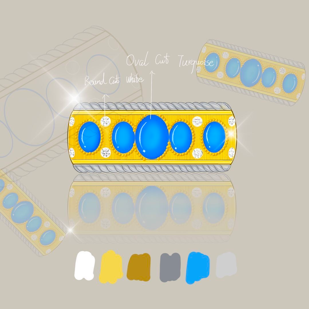 Original Design -1ct Oval Cut Turquoise Engagement Ring