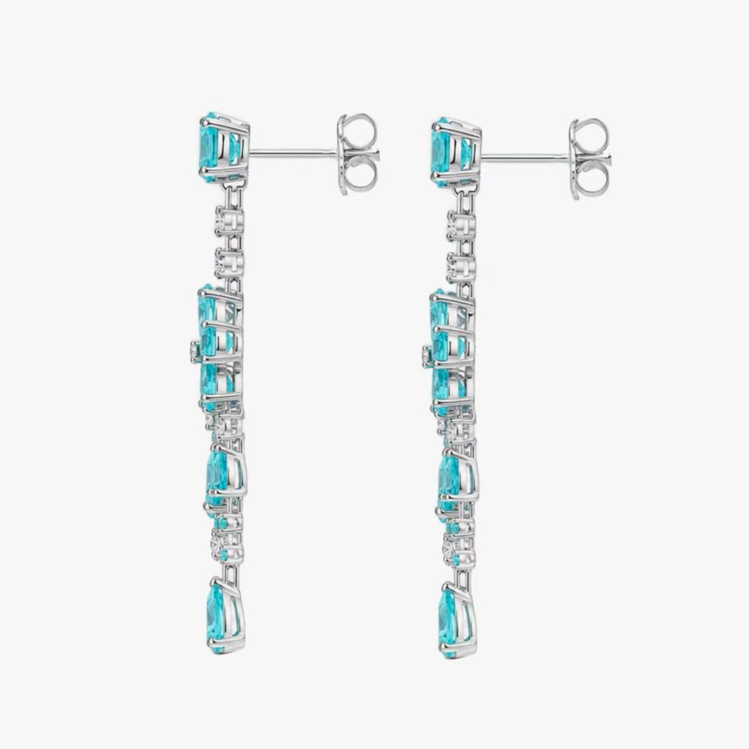 Original Design - Round Cut Paraiba Sapphire Dangle Earrings