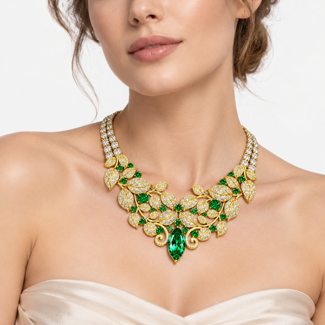 Original Design - Marquise Cut Emerald Sapphire Necklace
