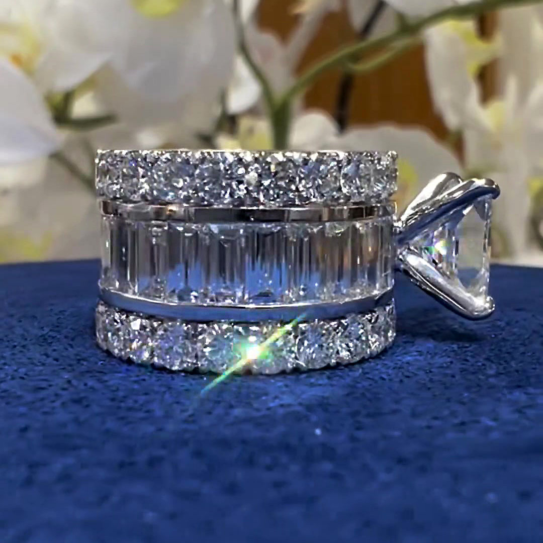 5ct Princess Cut White Sapphire Engagement Ring