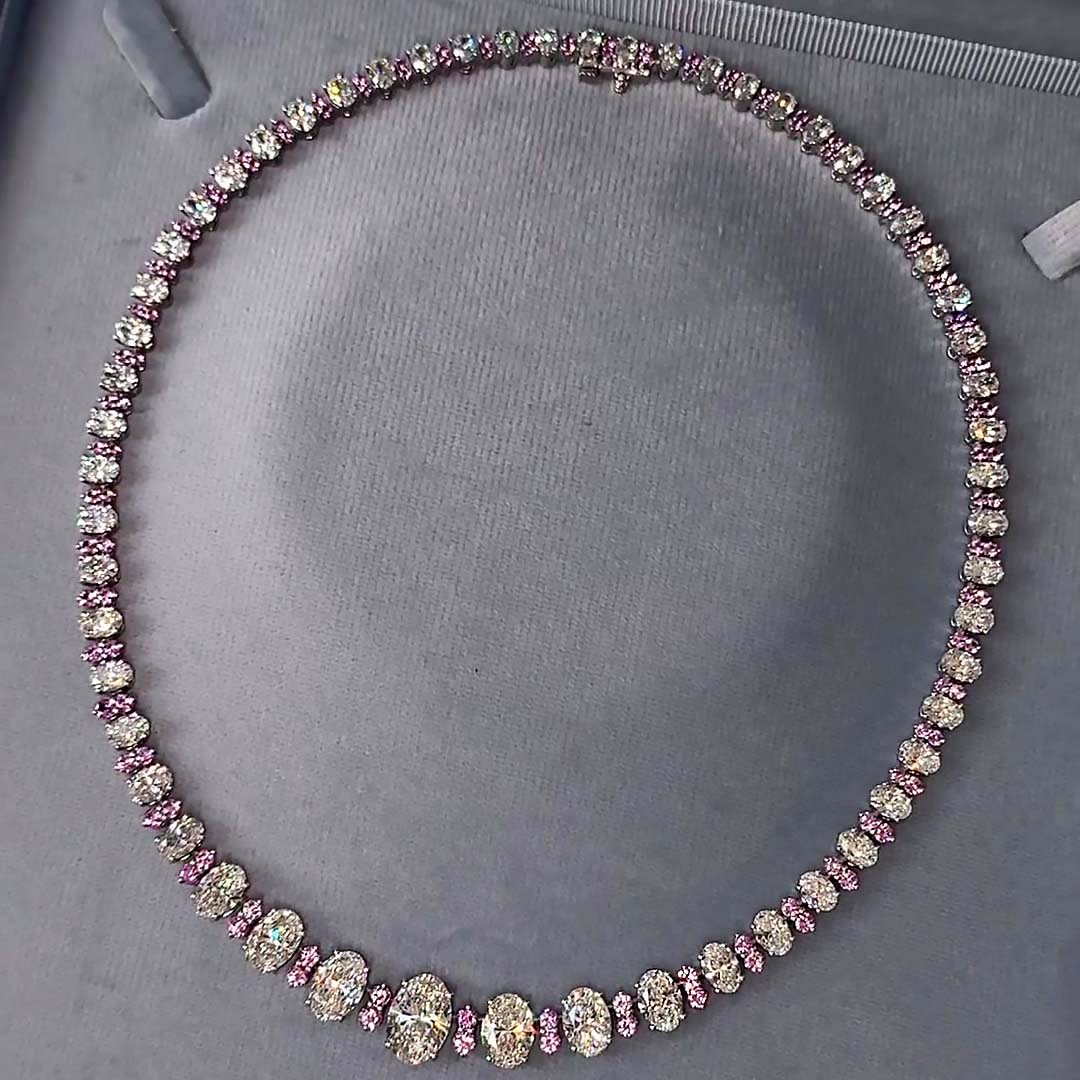 Oval Cut White Sapphire Necklace
