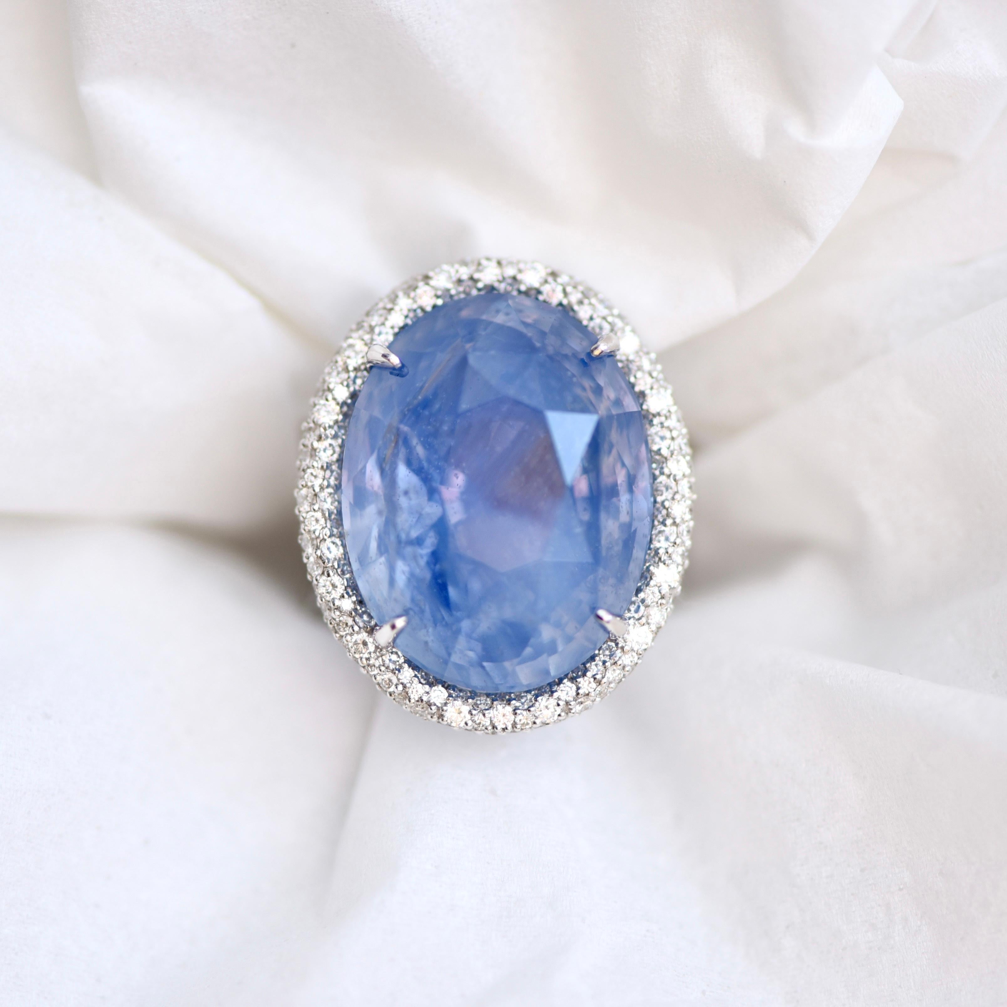 6.25ct Halo Oval Cut Sapphire Cocktail Ring