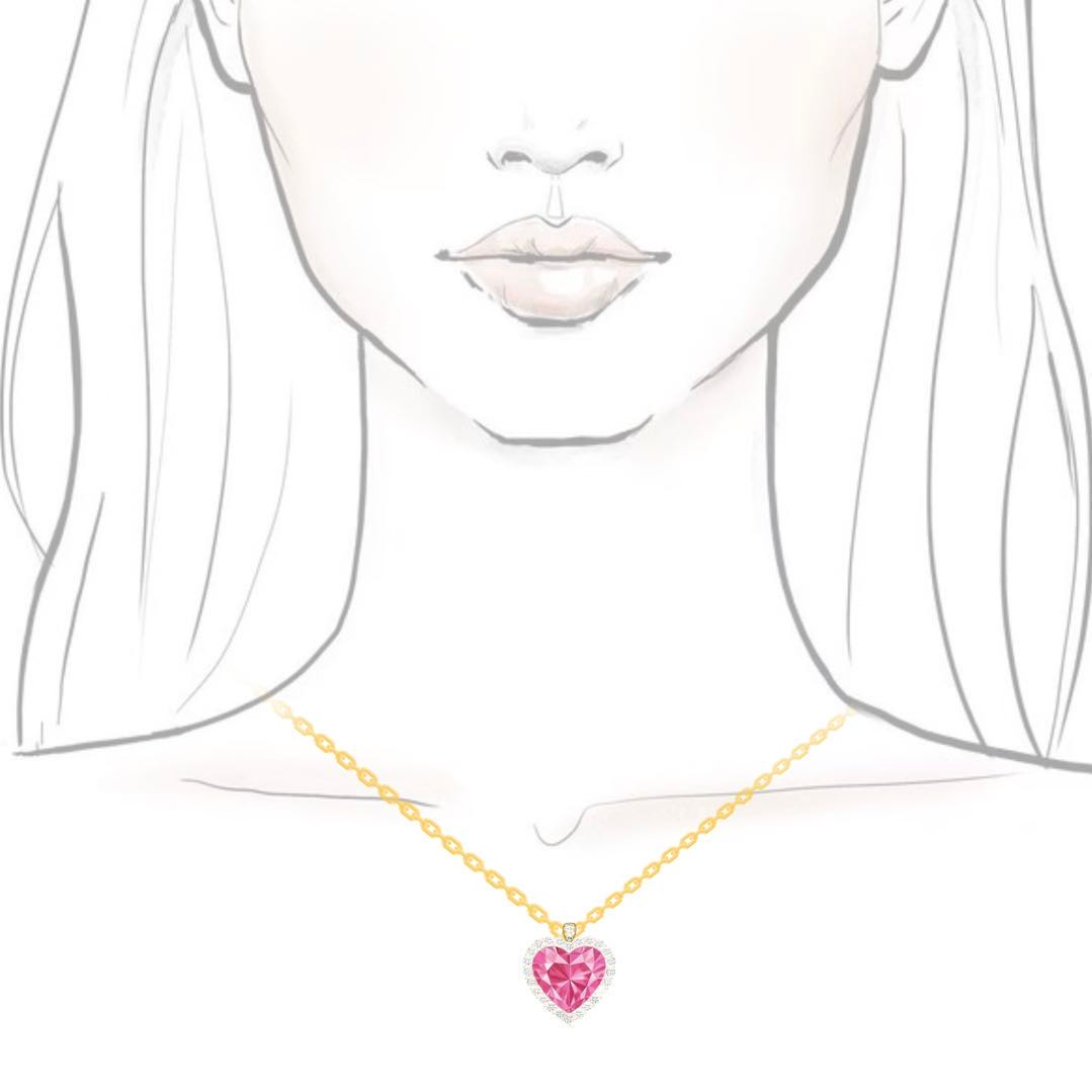 5ct Heart Cut Pink Sapphire Necklace