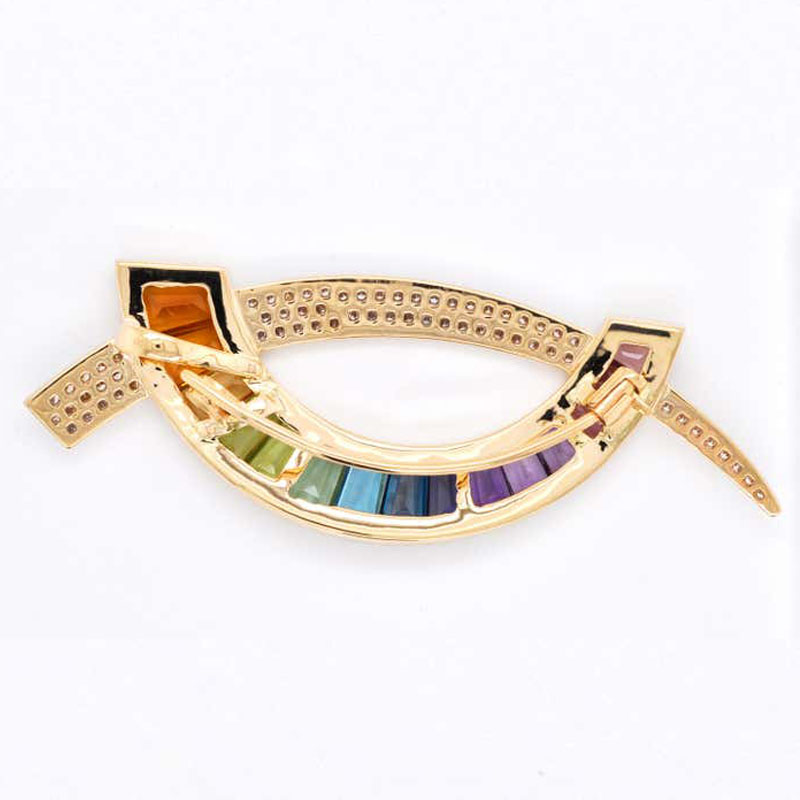 Dual-purpose Rainbow&White Sapphire Pendant Necklace/Brooch