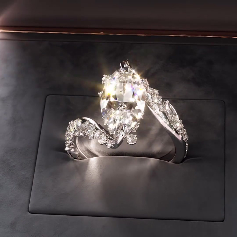 Bypass Design 3ct Marquise Cut White Sapphire Engagement Ring