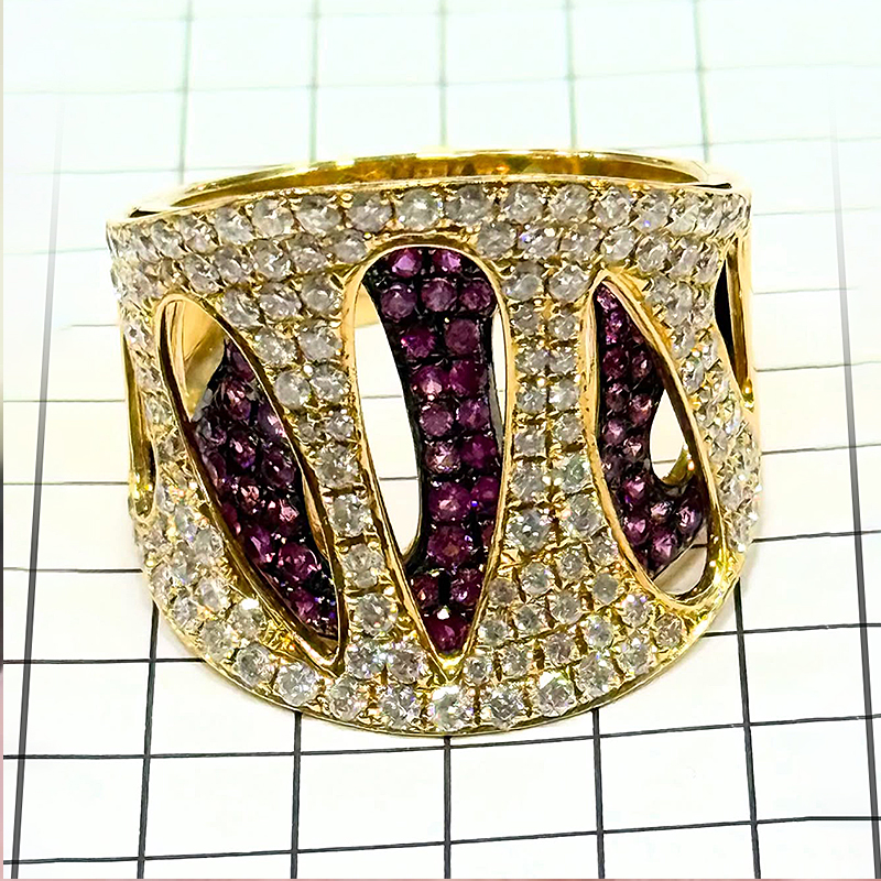 Double Layer Pear Hollow 1.8ct Ruby&White Sapphire Cocktail Ring