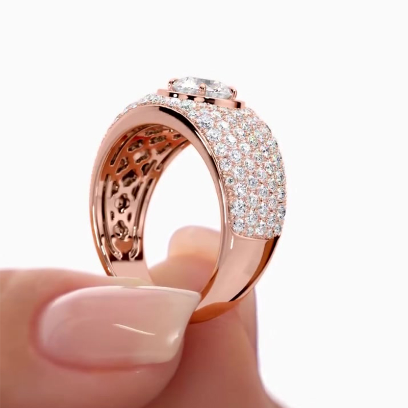 2ct Round Cut White Sapphire Full Diamond Halo Engagement Ring