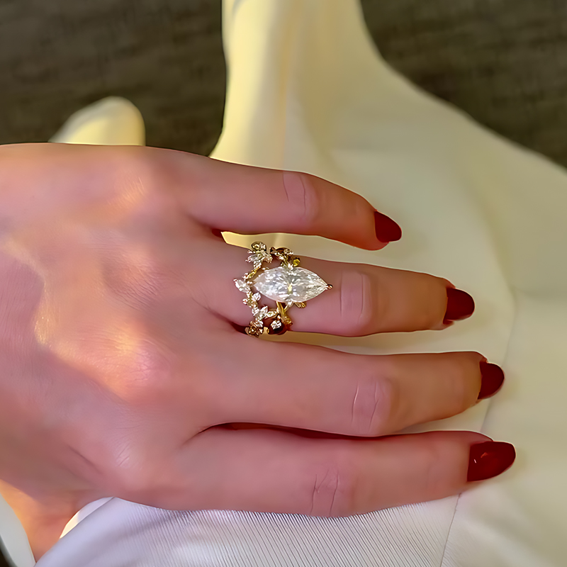 3ct Marquise Cut White Sapphire Wedding Set / 3pcs