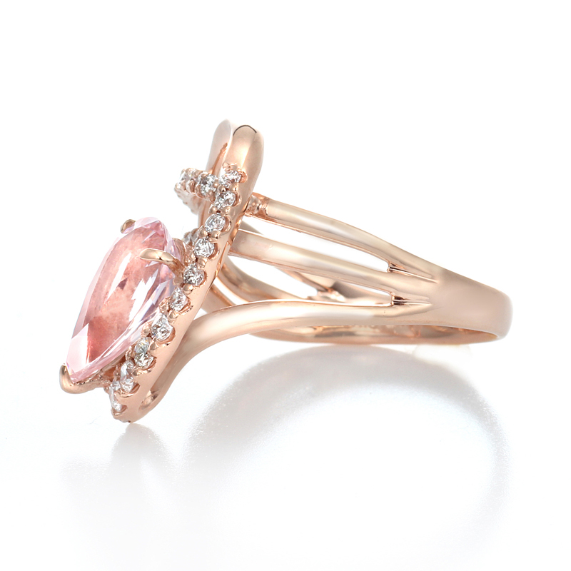 Romantic 3ct Pear Cut Pale Pink Morganite Ring