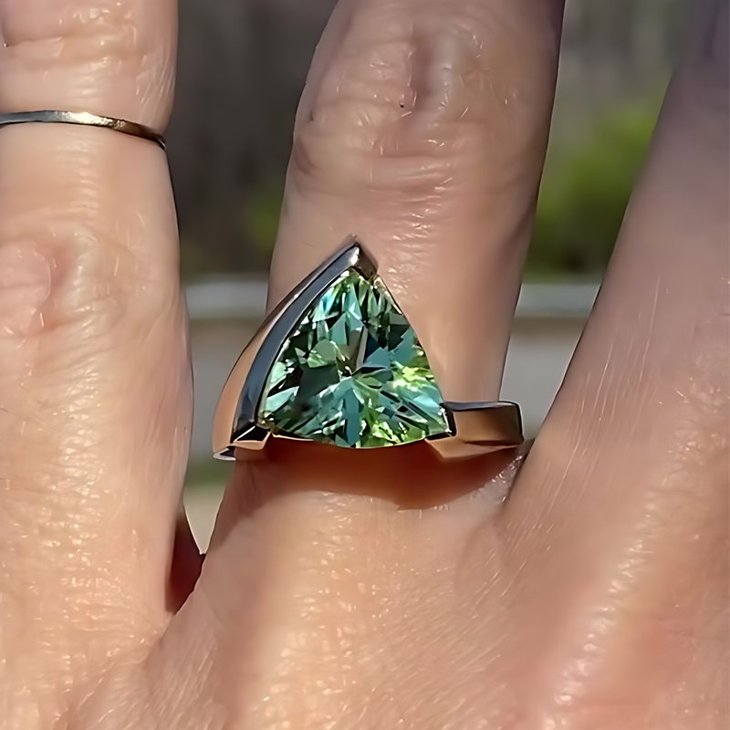 4ct Triangular Cut Aquamarine Sapphire Engagement Ring