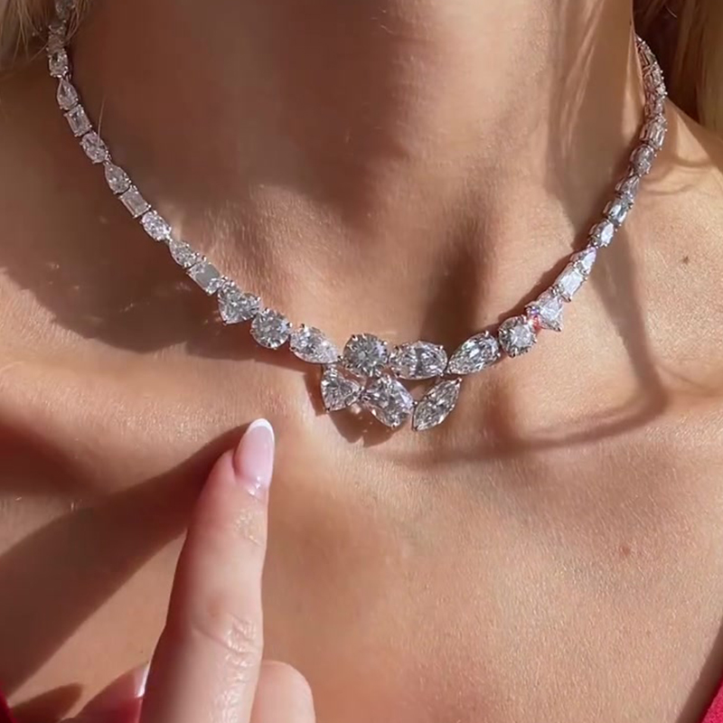 Multi Cut White Sapphire Tennis Necklace