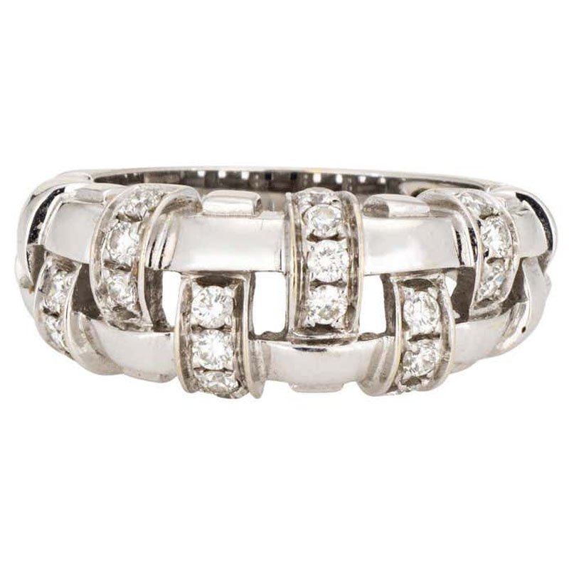Basket Weave Design 1.5ct Round Cut Diamond Ring