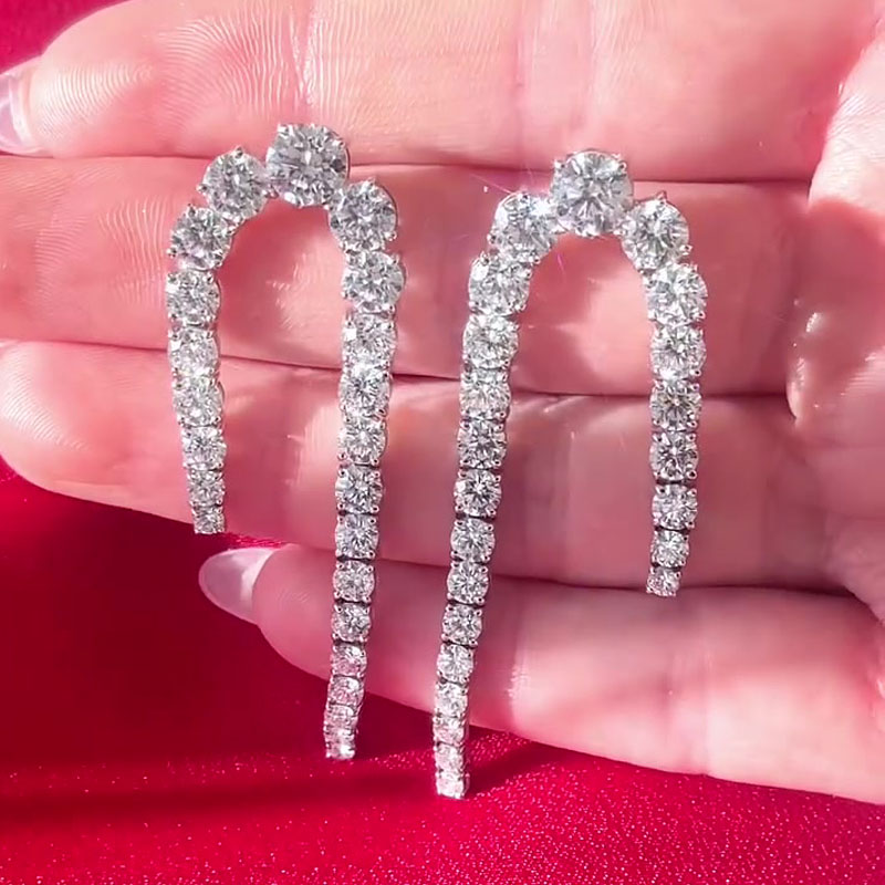 Brilliant Round Cut White Sapphire Dangle Earrings