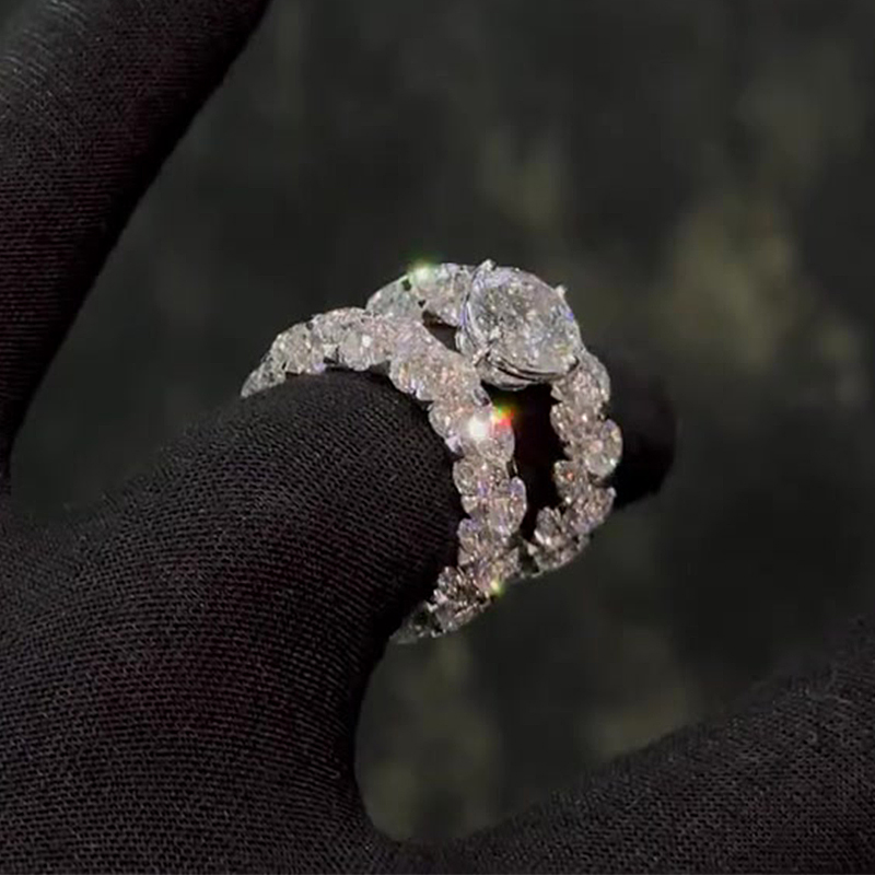 Round Cut White Sapphire Full Diamond Wedding Band