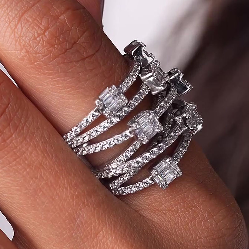 Vintage 2.25ct Multi-row White Sapphire Wedding Band