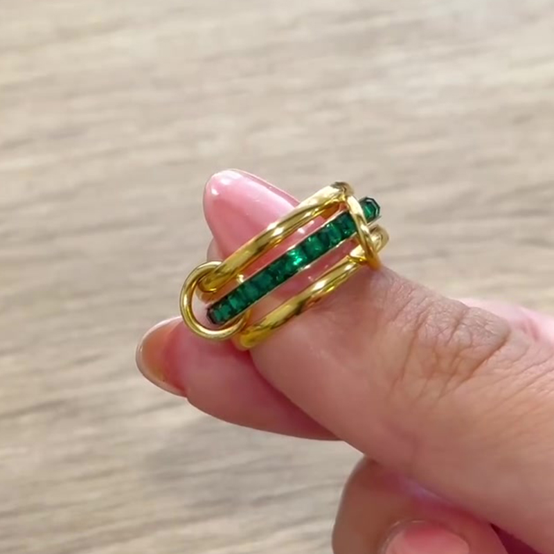 Channel Setting 0.8ct Princess Cut Emerald Sapphire Hoop Ring
