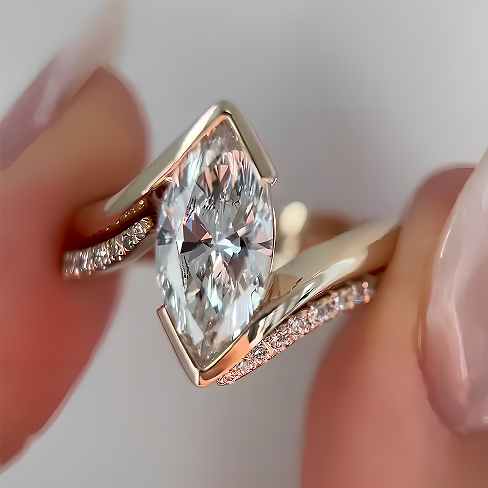 2ct Marquise Cut White Sapphire Stackable Engagement Ring