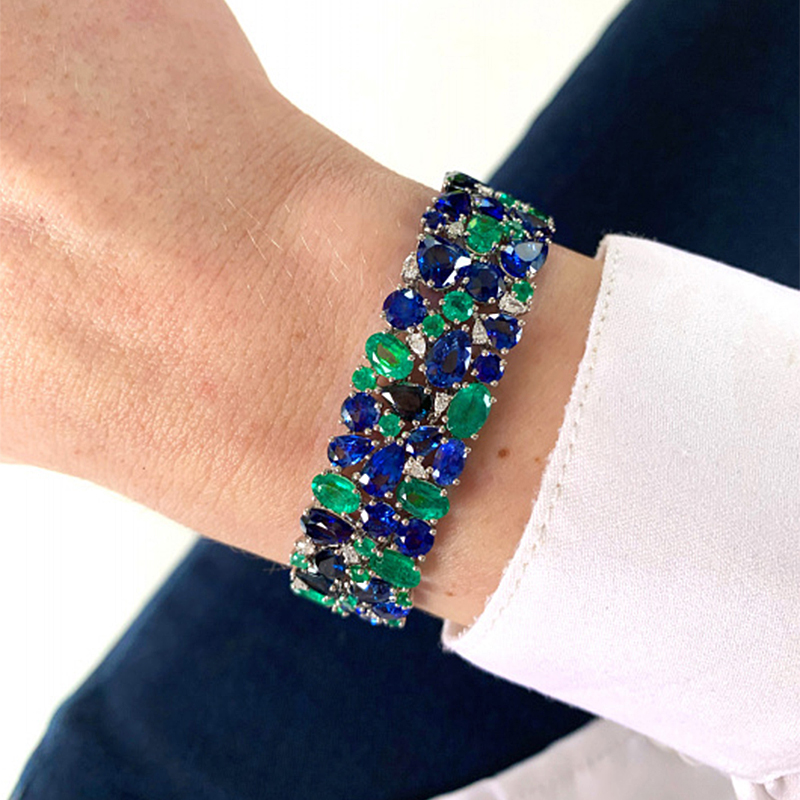 Two Tone Sapphire&Emerald Bracelet