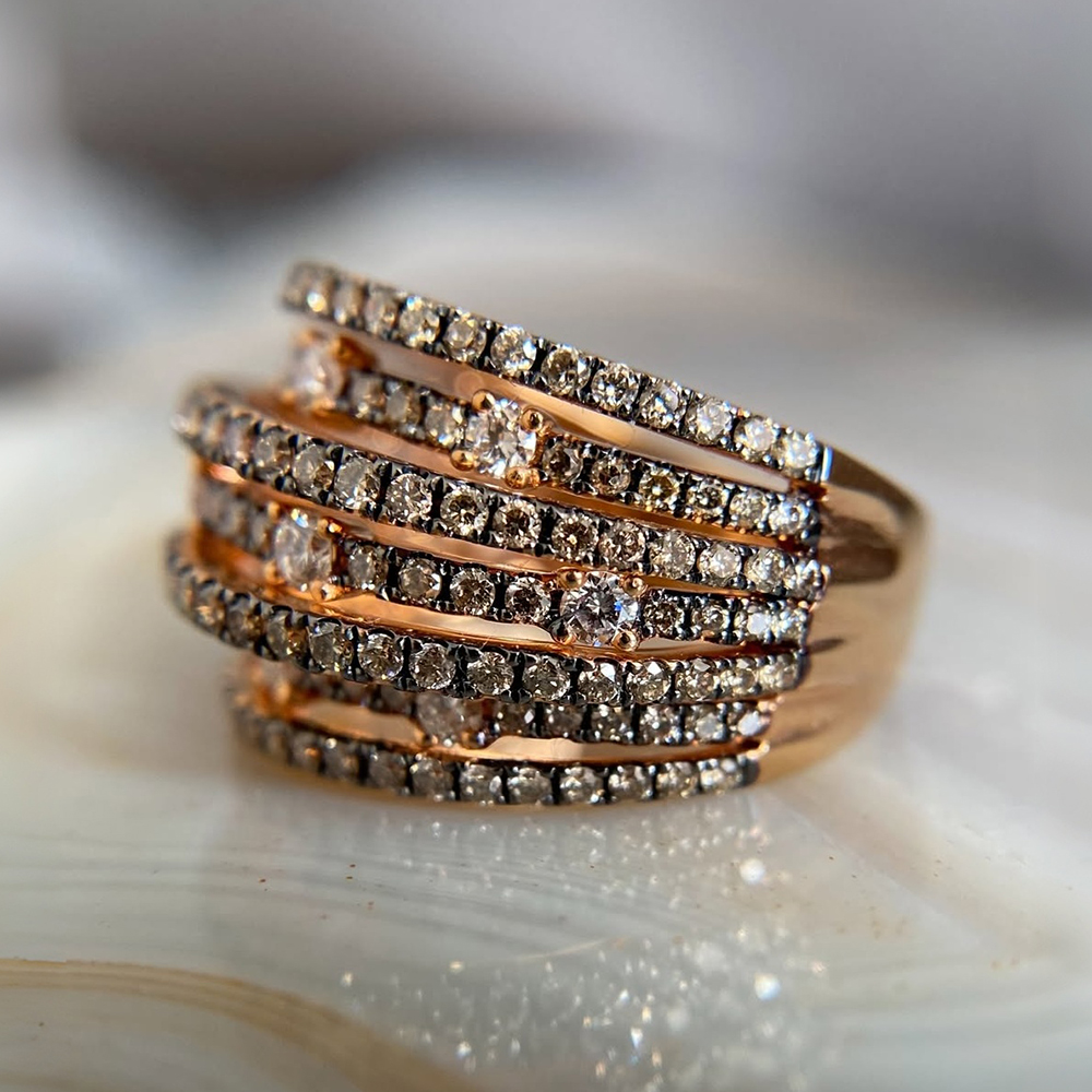 Round Cut White Sapphire Woven Wedding Band