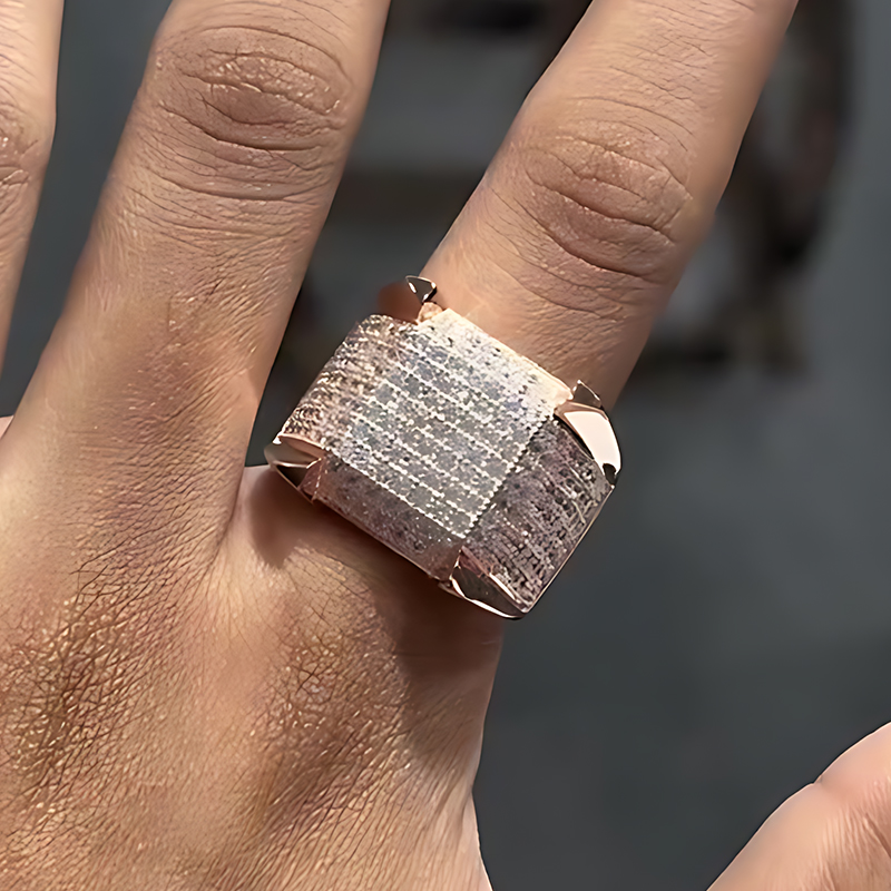 Fashion 5.25ct Micro-pave Setting Round Cut White Sapphire Men's Ring