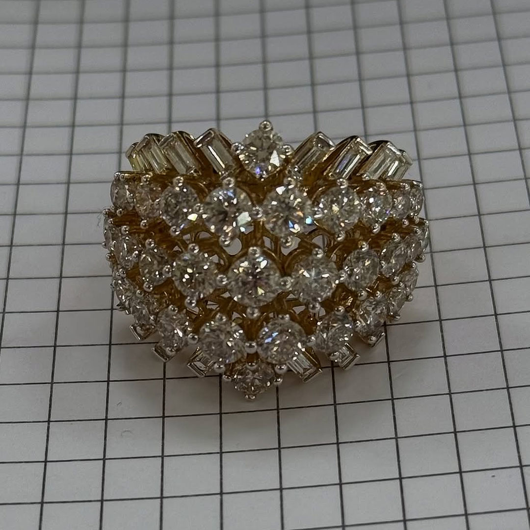 Three Row 4.95ct White Sapphire Cocktail Ring