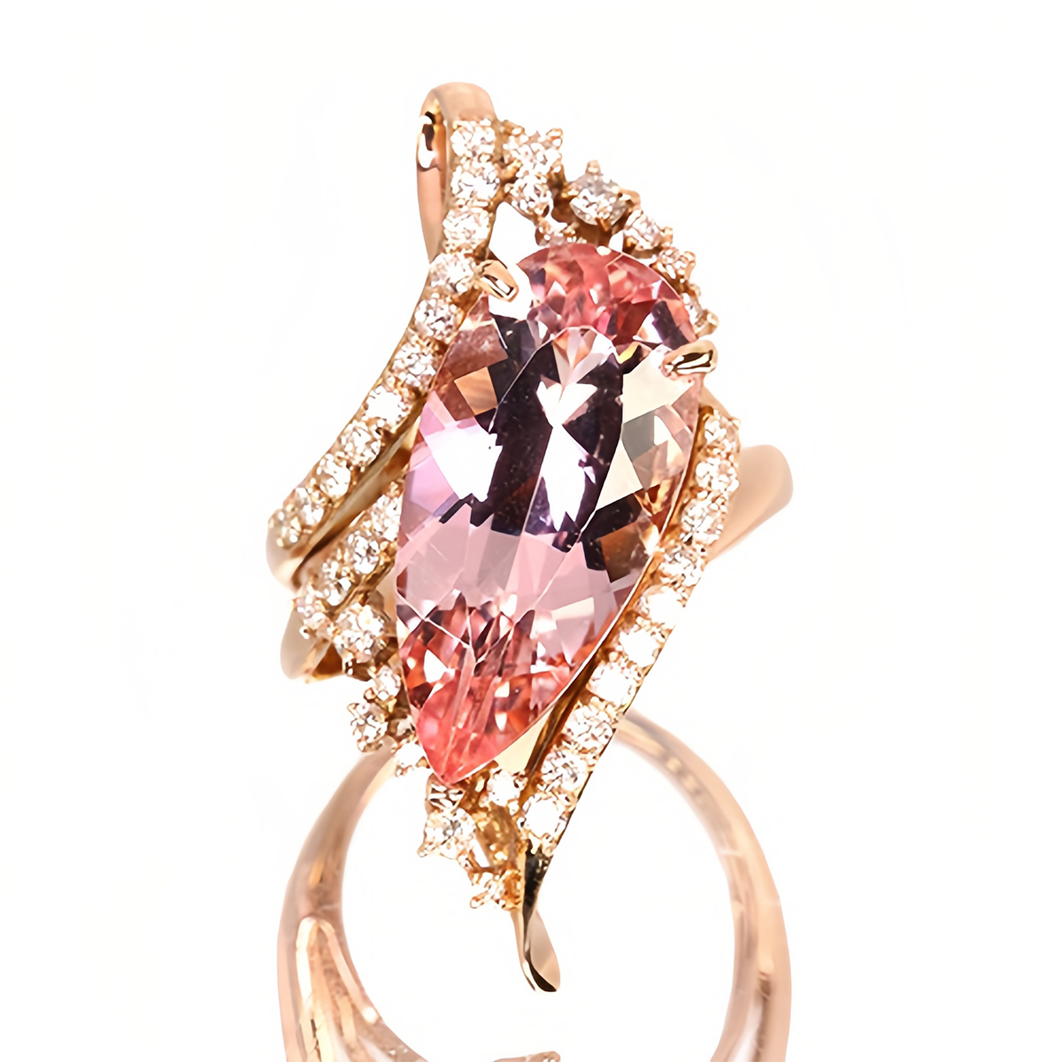 5ct Pear Cut Morganite Rose Gold Engagement Ring