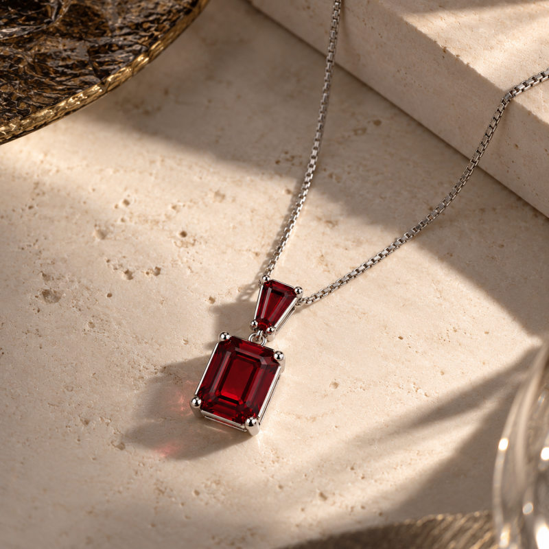 Emerald & Fancy Cut Garnet Sapphire Necklace
