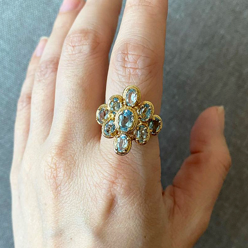 9.75ct Oval Cut Aquamarine Sapphire Eternity Ring