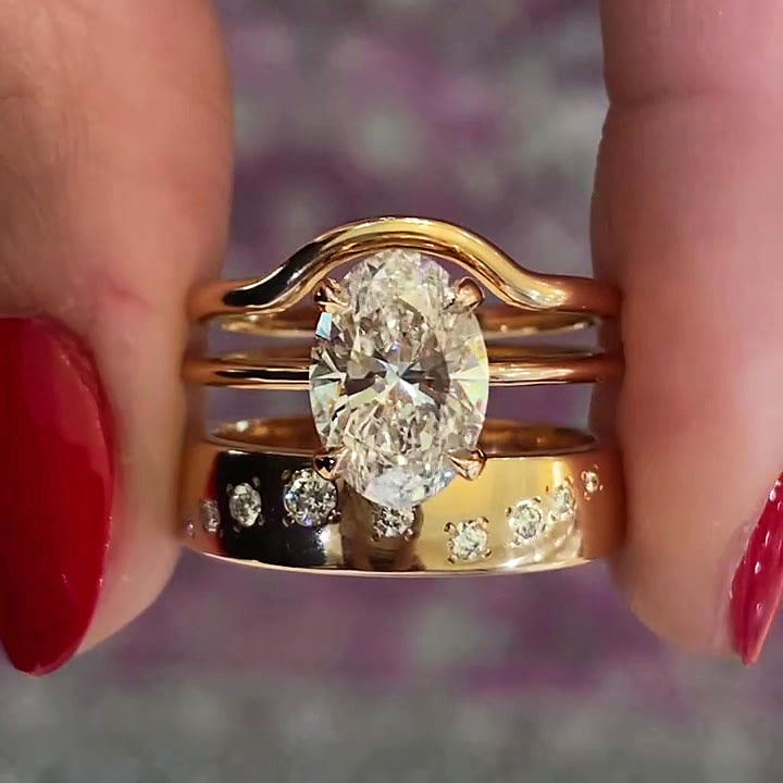 3ct Oval Cut White Sapphire Wedding Set/3pcs