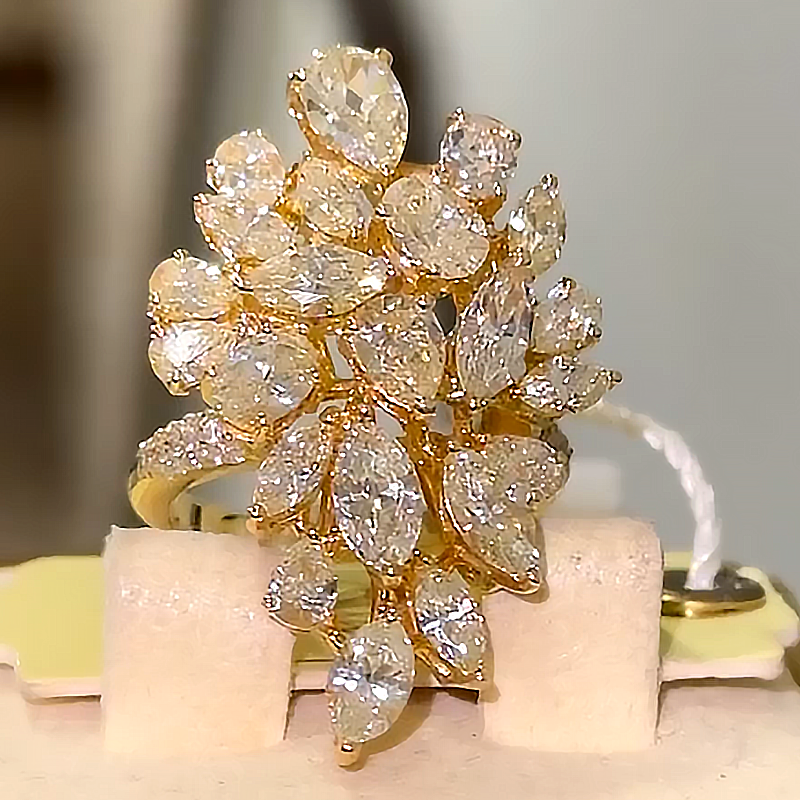 6.85ct Multi Cut White Sapphire Cocktail Ring