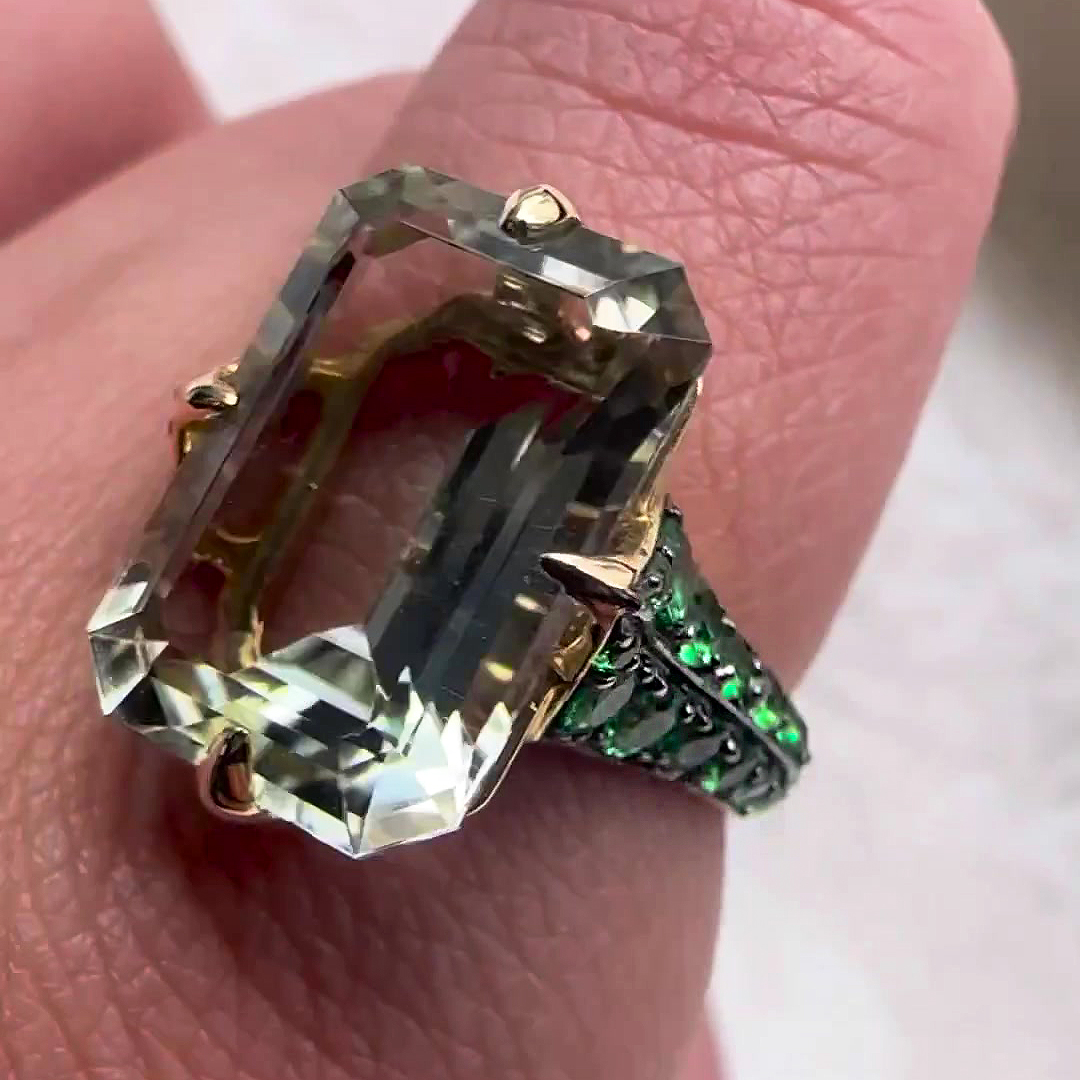 Emerald Cut Emerald Sapphire Wedding Sets/Earrings