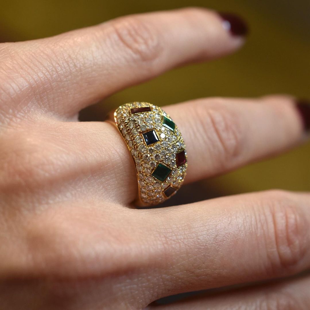 3.85ct Micro Pave Setting Wedding Ring In 18K Gold